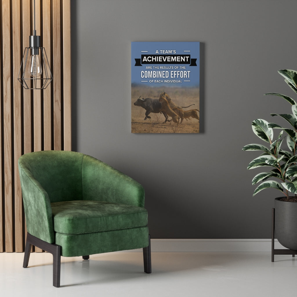 Inspirational Canvas Team's Achievement Inspirational Wall Decor for Home Office Gym Inspiring Success Quote Print Ready to Hang - Express Your Love Gifts
