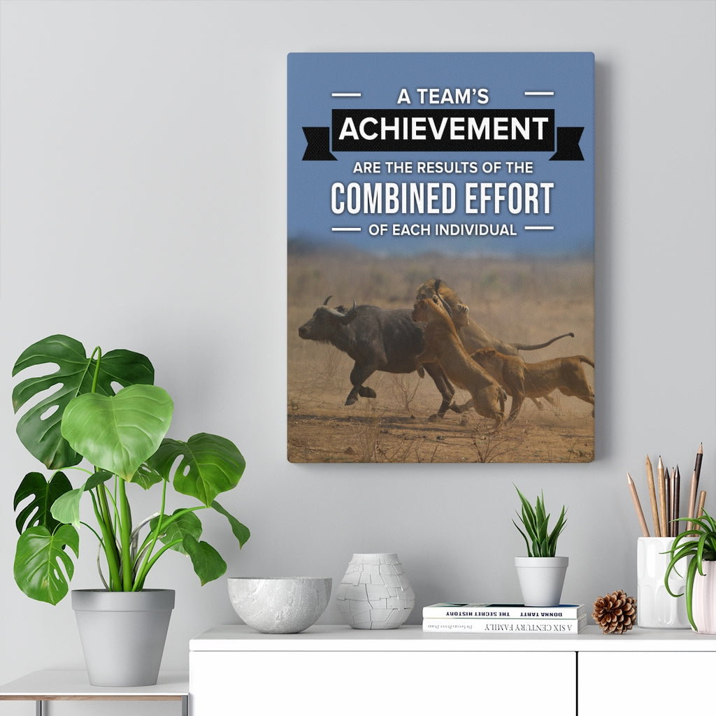 Inspirational Canvas Team's Achievement Inspirational Wall Decor for Home Office Gym Inspiring Success Quote Print Ready to Hang - Express Your Love Gifts