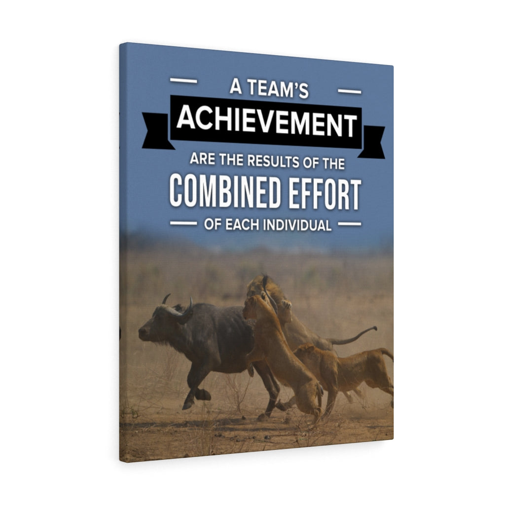 Inspirational Canvas Team's Achievement Inspirational Wall Decor for Home Office Gym Inspiring Success Quote Print Ready to Hang - Express Your Love Gifts