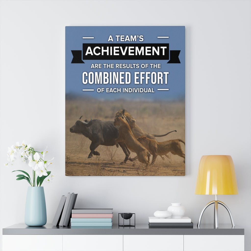 Inspirational Canvas Team's Achievement Inspirational Wall Decor for Home Office Gym Inspiring Success Quote Print Ready to Hang - Express Your Love Gifts
