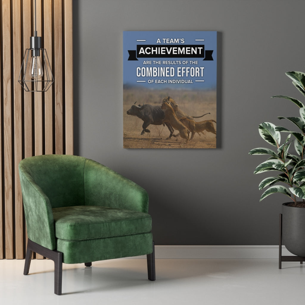 Inspirational Canvas Team's Achievement Inspirational Wall Decor for Home Office Gym Inspiring Success Quote Print Ready to Hang - Express Your Love Gifts