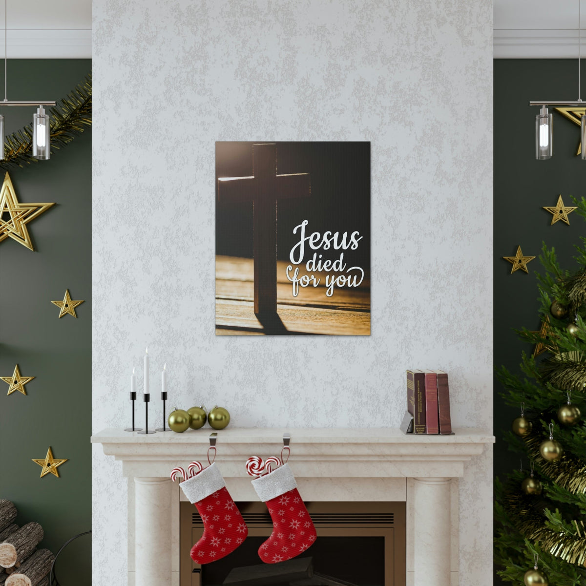 Scripture Walls Jesus Died For You Galatians 1:4 Bible Verse Canvas Christian Wall Art Ready to Hang Unframed-Express Your Love Gifts