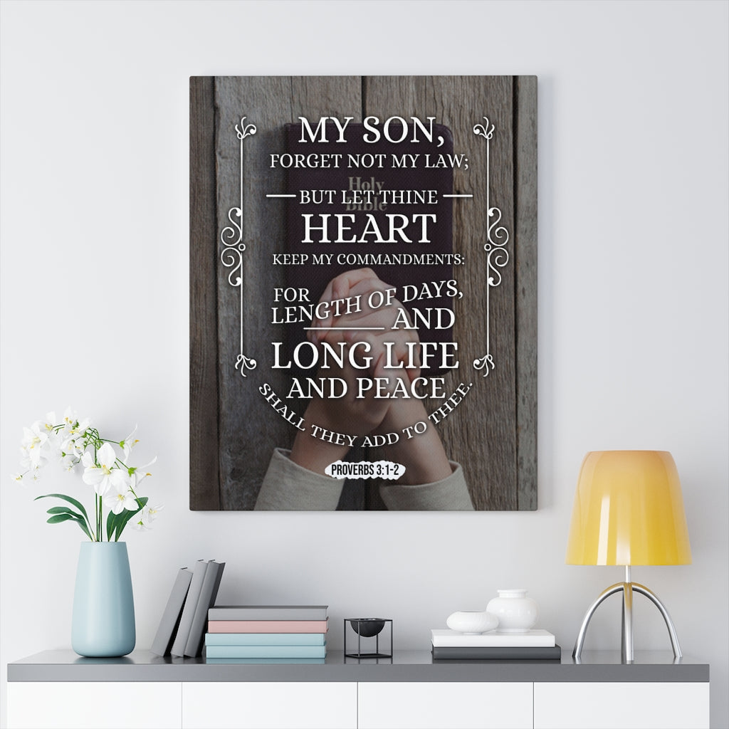 Scripture Walls Long Life and Peace Proverbs 3:1-2 Christian Wall Art Bible Verse Print Ready to Hang - Express Your Love Gifts
