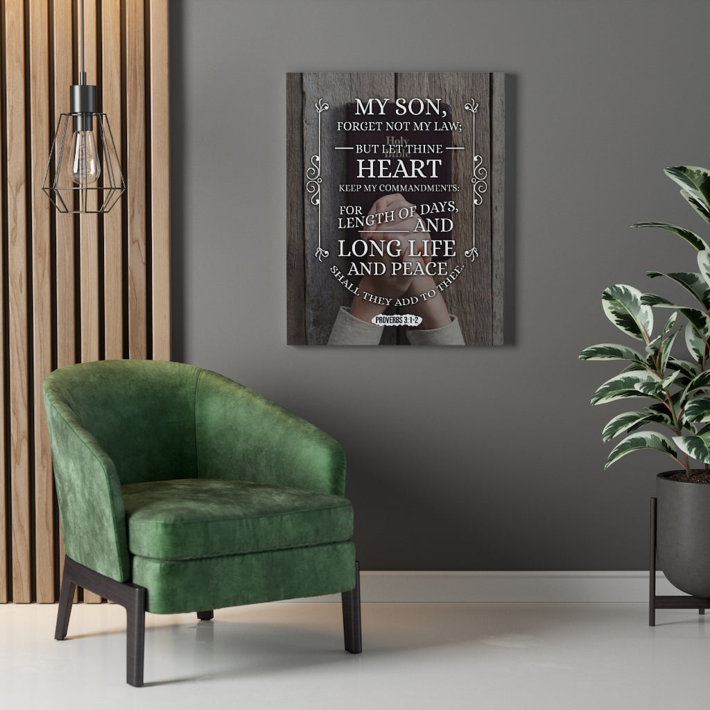 Scripture Walls Long Life and Peace Proverbs 3:1-2 Christian Wall Art Bible Verse Print Ready to Hang - Express Your Love Gifts