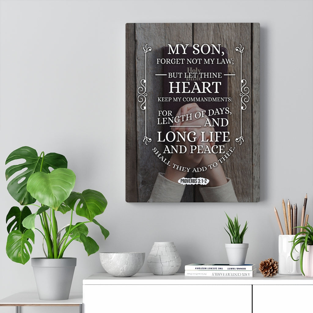 Scripture Walls Long Life and Peace Proverbs 3:1-2 Christian Wall Art Bible Verse Print Ready to Hang - Express Your Love Gifts