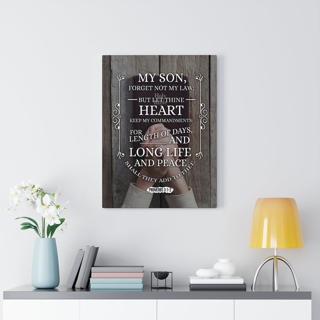 Scripture Walls Long Life and Peace Proverbs 3:1-2 Christian Wall Art Bible Verse Print Ready to Hang - Express Your Love Gifts
