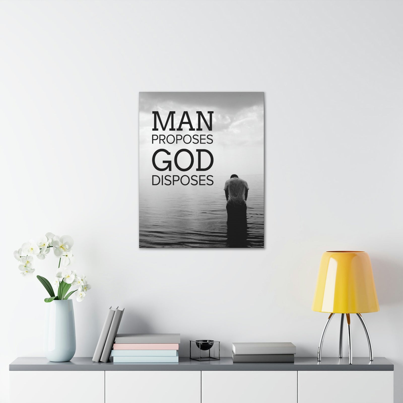 Scripture Walls Man Proposes God Disposes Proverbs 19:21 Christian Home Decor Ready to Hang Wall Art Scripture Unframed-Express Your Love Gifts