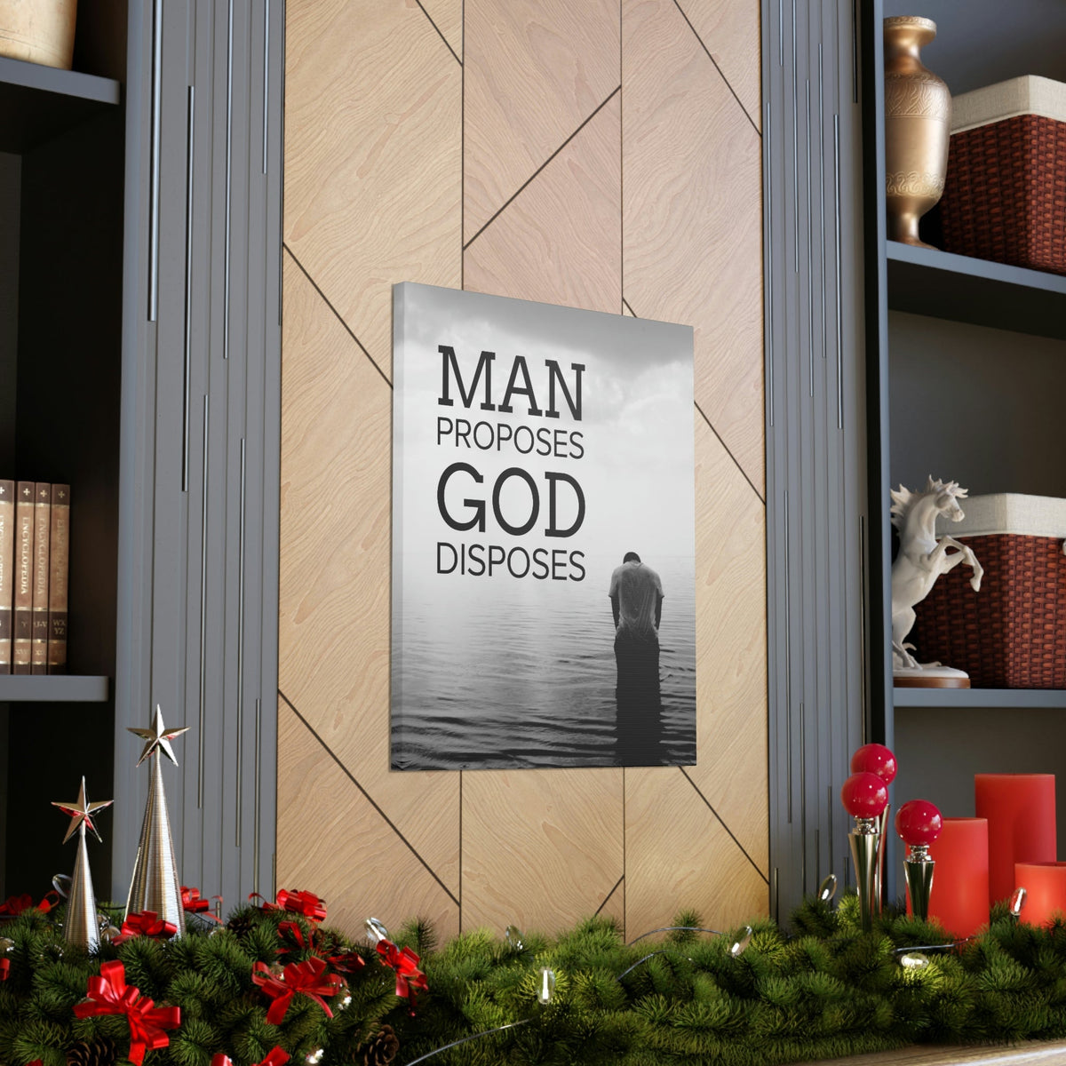 Scripture Walls Man Proposes God Disposes Proverbs 19:21 Christian Home Decor Ready to Hang Wall Art Scripture Unframed-Express Your Love Gifts