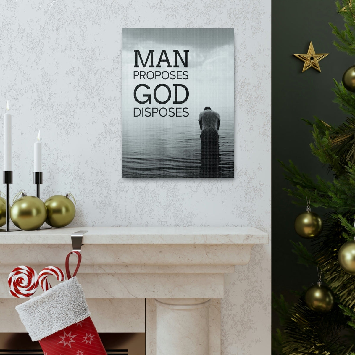 Scripture Walls Man Proposes God Disposes Proverbs 19:21 Christian Home Decor Ready to Hang Wall Art Scripture Unframed-Express Your Love Gifts