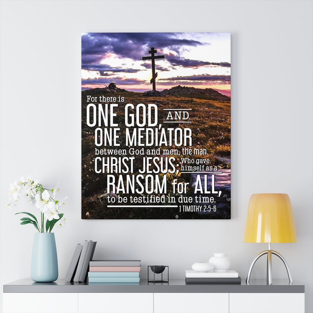 Scripture Walls One God 1 Timothy 2:5‭‬6 Christian Wall Art Bible Verse Print Ready to Hang - Express Your Love Gifts