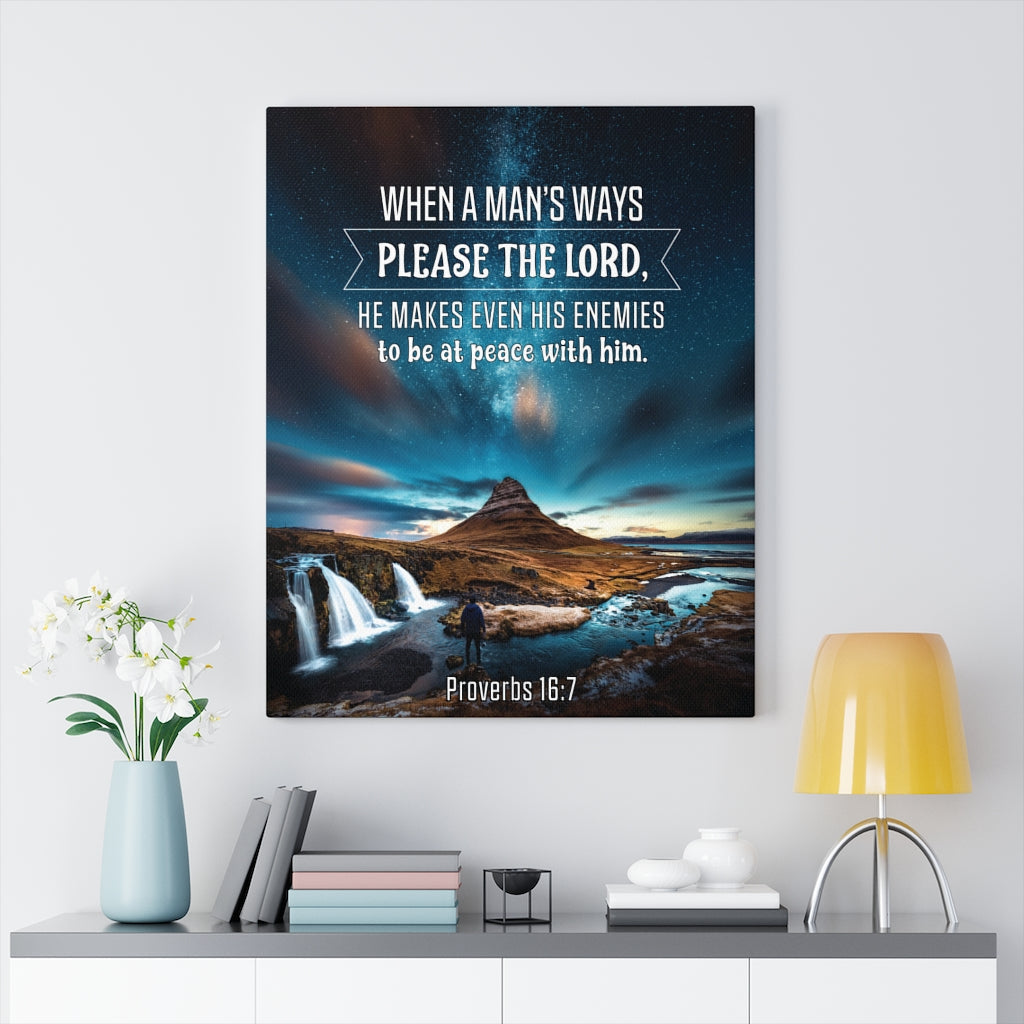 Scripture Walls Peace With Enemies Proverbs 16:7 Christian Wall Art Bible Verse Print Ready to Hang - Express Your Love Gifts