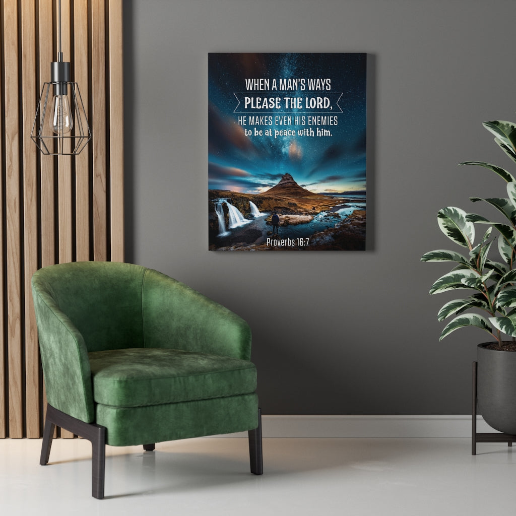 Scripture Walls Peace With Enemies Proverbs 16:7 Christian Wall Art Bible Verse Print Ready to Hang - Express Your Love Gifts