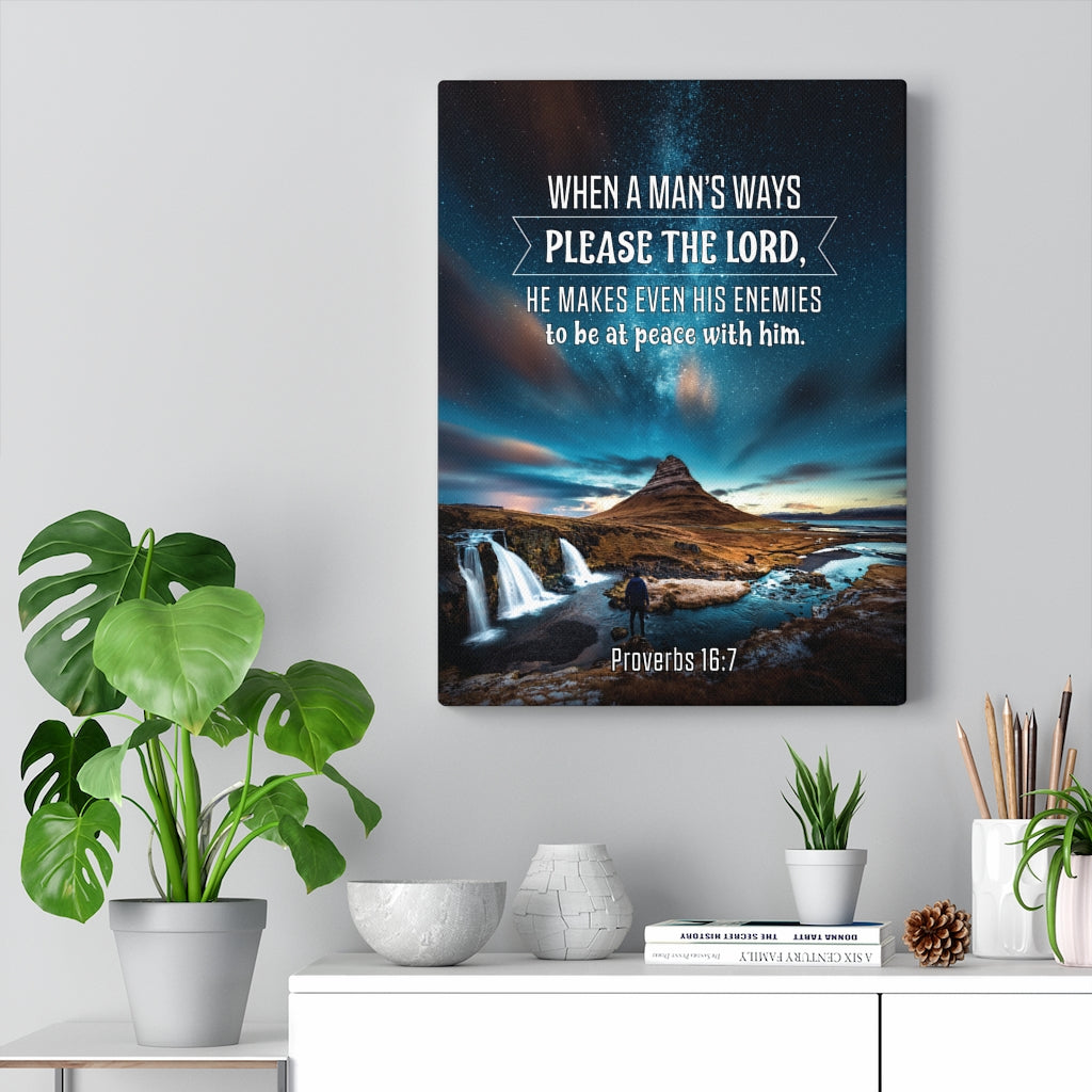 Scripture Walls Peace With Enemies Proverbs 16:7 Christian Wall Art Bible Verse Print Ready to Hang - Express Your Love Gifts