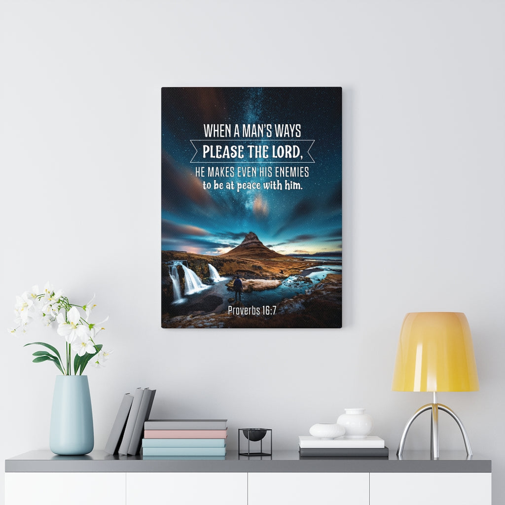 Scripture Walls Peace With Enemies Proverbs 16:7 Christian Wall Art Bible Verse Print Ready to Hang - Express Your Love Gifts