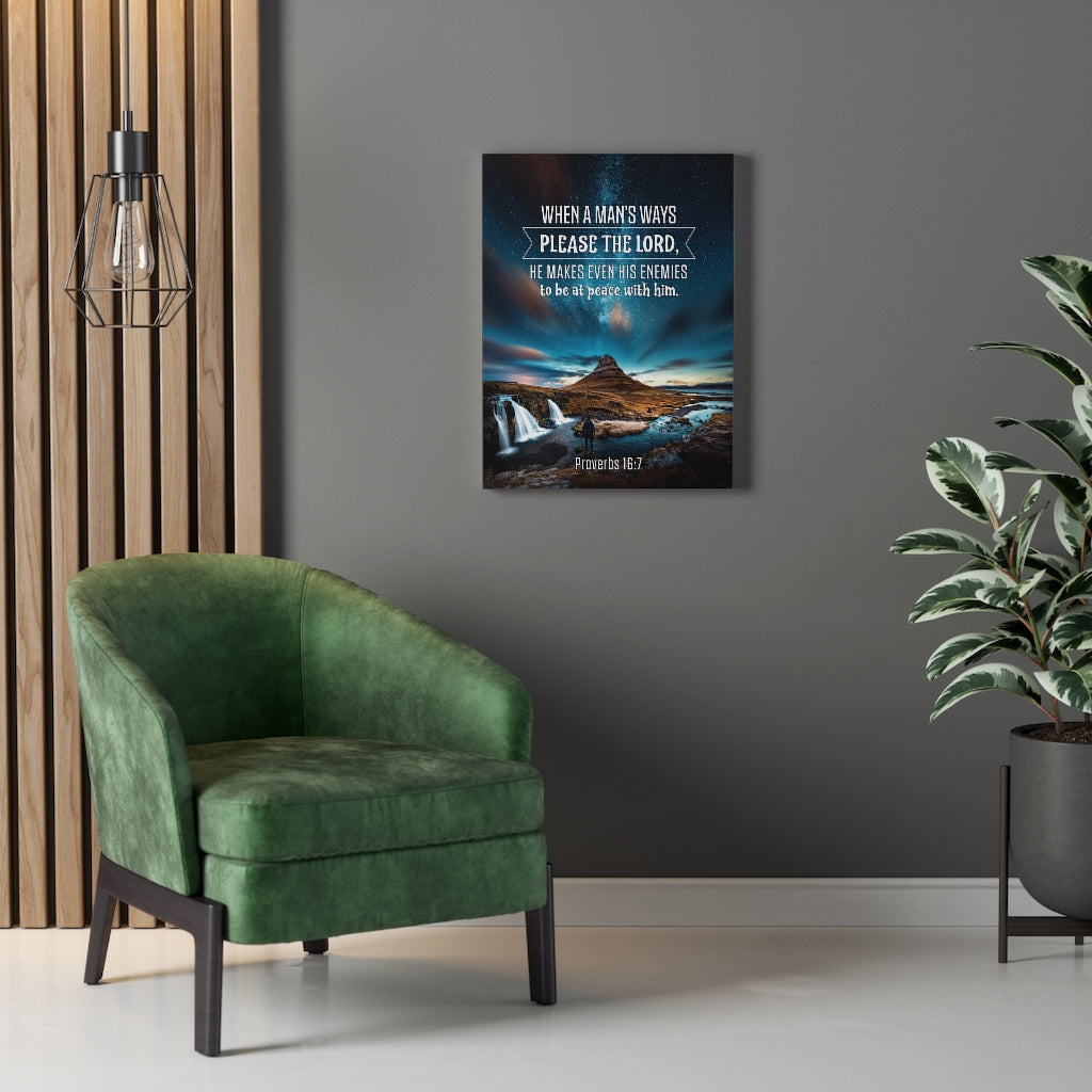 Scripture Walls Peace With Enemies Proverbs 16:7 Christian Wall Art Bible Verse Print Ready to Hang - Express Your Love Gifts