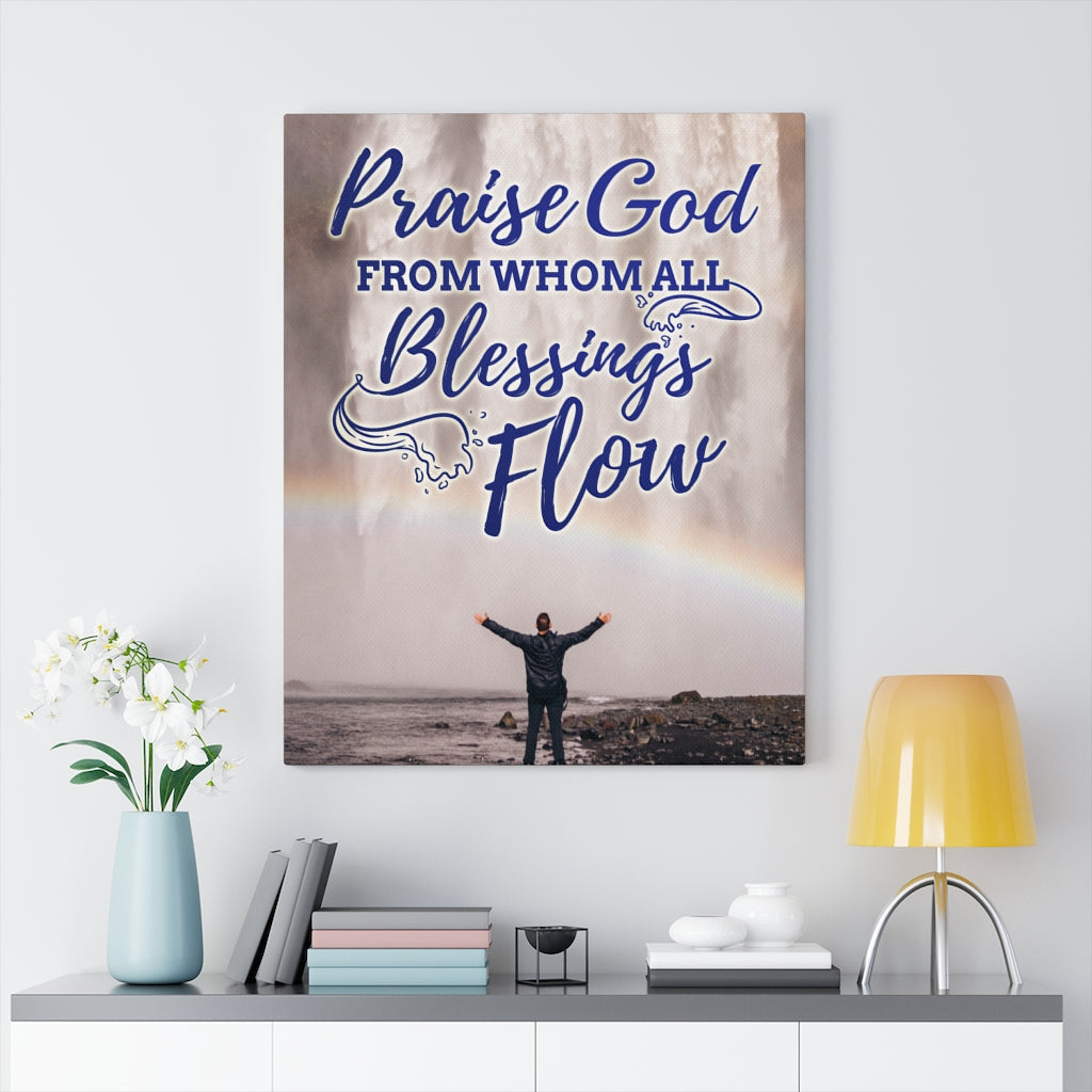 Blessings Flow Christian Wall Art Bible Verse Print Ready to Hang - Express Your Love Gifts