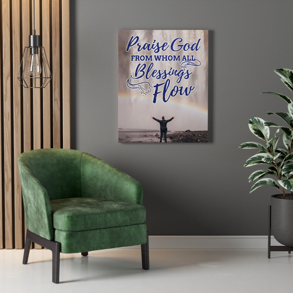 Blessings Flow Christian Wall Art Bible Verse Print Ready to Hang - Express Your Love Gifts