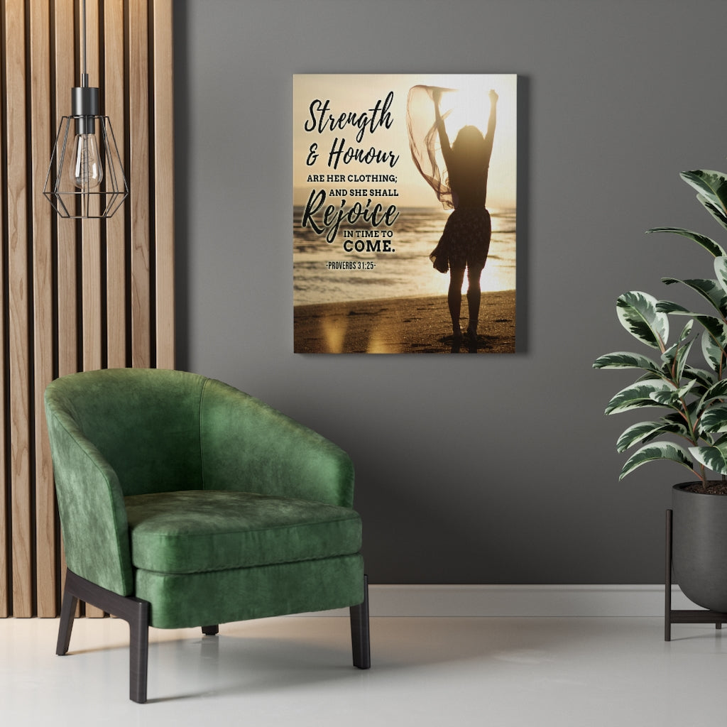 Scripture Walls Strength and Honour Proverbs 31:25 Christian Wall Art Bible Verse Print Ready to Hang - Express Your Love Gifts