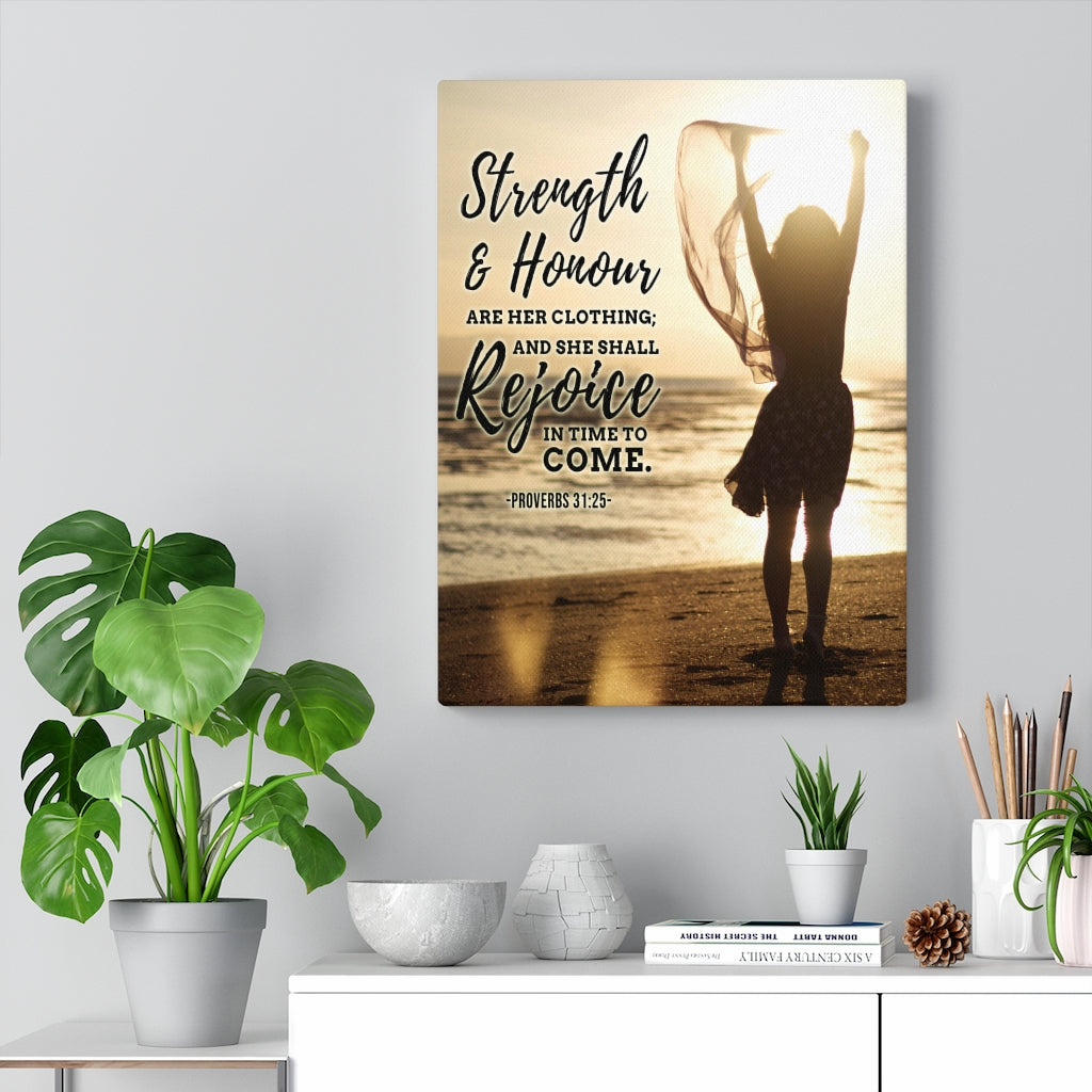 Scripture Walls Strength and Honour Proverbs 31:25 Christian Wall Art Bible Verse Print Ready to Hang - Express Your Love Gifts