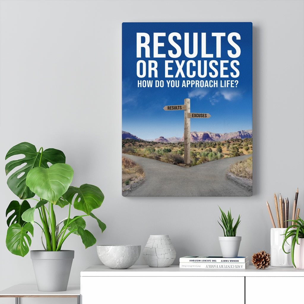 Results or Excuses Motivational Message Inspirational Wall Decor for Home Office Gym Inspiring Success Quote Print Ready to Hang Wall Art - Express Your Love Gifts