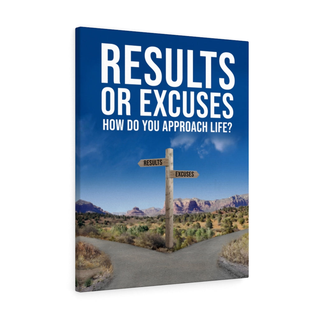Results or Excuses Motivational Message Inspirational Wall Decor for Home Office Gym Inspiring Success Quote Print Ready to Hang Wall Art - Express Your Love Gifts