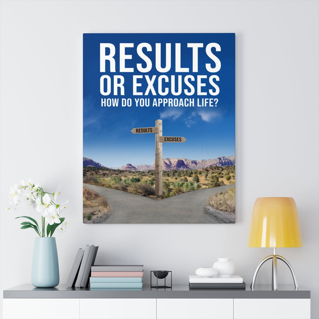 Results or Excuses Motivational Message Inspirational Wall Decor for Home Office Gym Inspiring Success Quote Print Ready to Hang Wall Art - Express Your Love Gifts