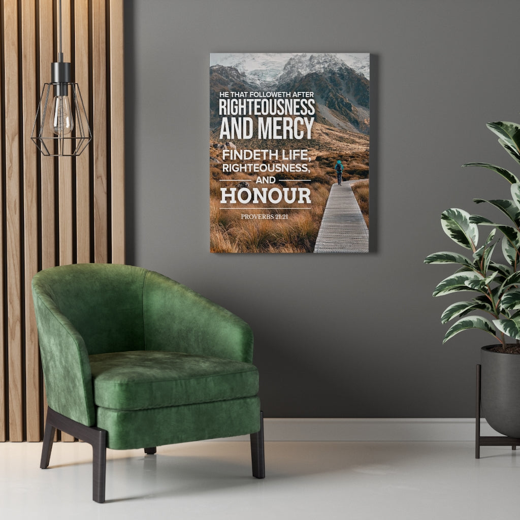 Scripture Walls Righteousness and Honour Proverbs 21:21 Christian Wall Art Bible Verse Print Ready to Hang - Express Your Love Gifts