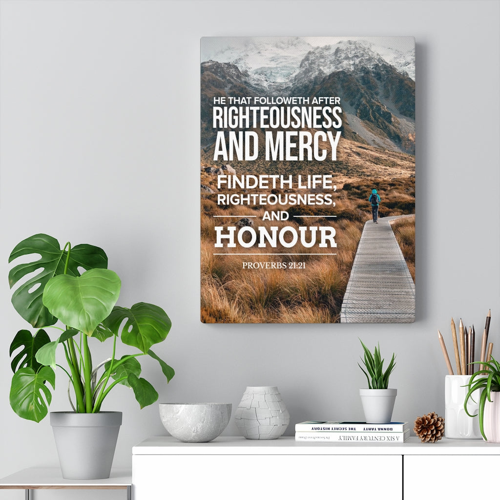 Scripture Walls Righteousness and Honour Proverbs 21:21 Christian Wall Art Bible Verse Print Ready to Hang - Express Your Love Gifts
