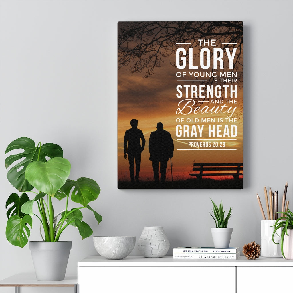 Scripture Walls The Glory of Young Men Proverbs 20:29 Christian Wall Art Bible Verse Print Ready to Hang - Express Your Love Gifts
