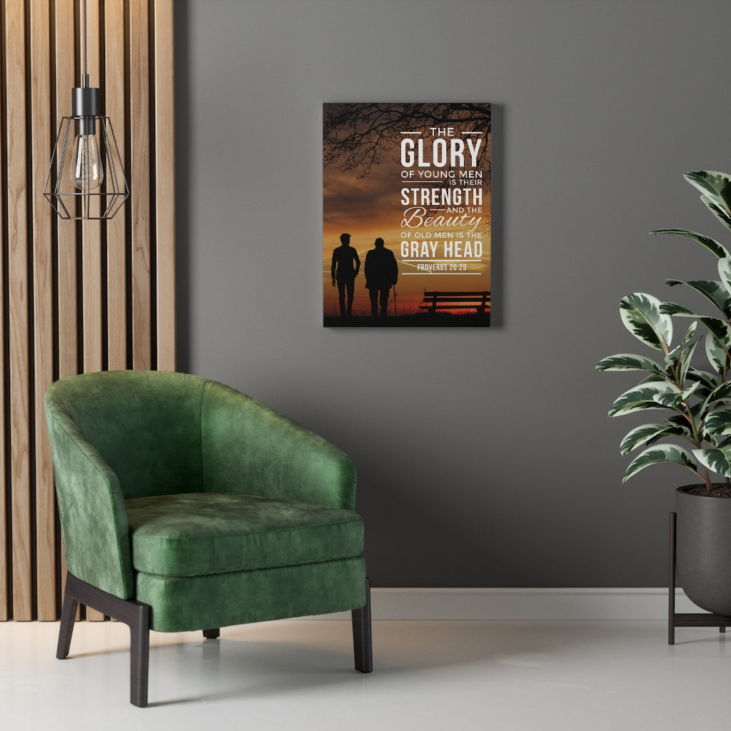 Scripture Walls The Glory of Young Men Proverbs 20:29 Christian Wall Art Bible Verse Print Ready to Hang - Express Your Love Gifts
