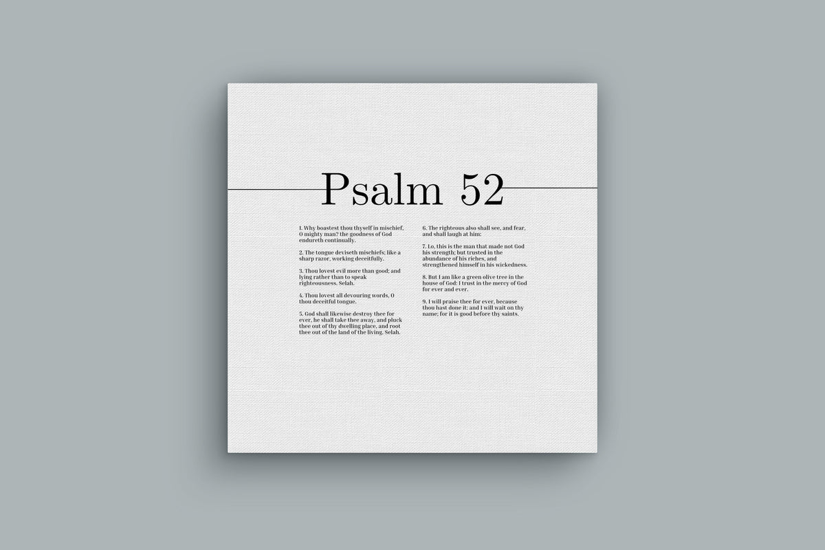 Scripture Canvas The House Of God Psalm 52 Christian Wall Art Bible Verse Print Ready to Hang-Express Your Love Gifts