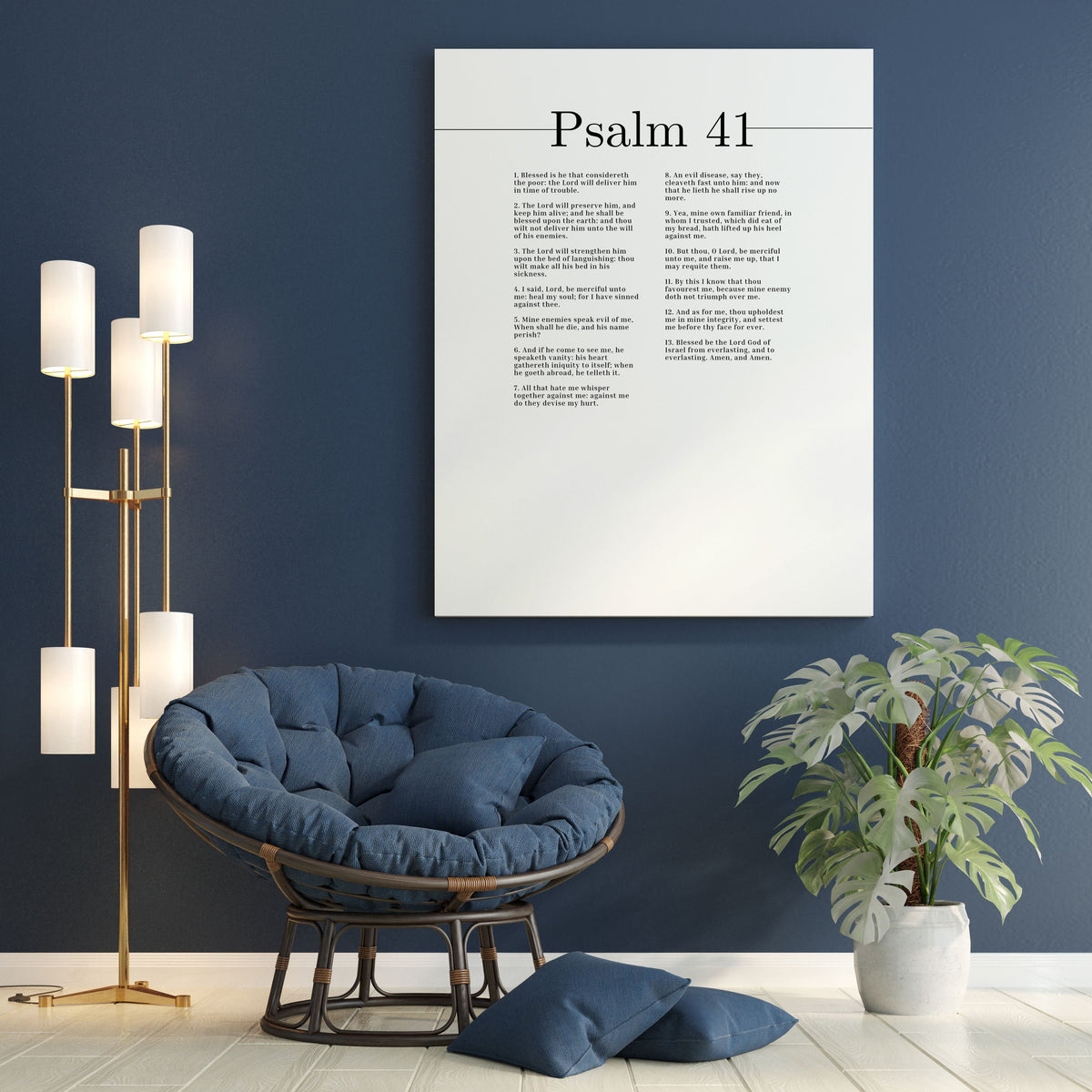 Scripture Canvas The Lord Will Strengthen Him Psalm 41 Christian Wall Art Bible Verse Print Ready to Hang-Express Your Love Gifts