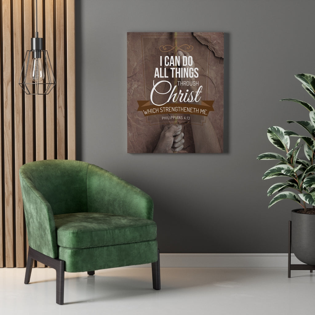 Scripture Walls Through Christ Philippians 4:13 Christian Wall Art Bible Verse Print Ready to Hang - Express Your Love Gifts