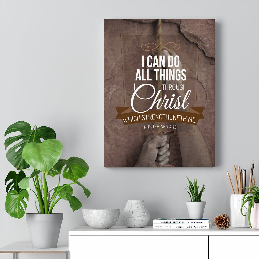 Scripture Walls Through Christ Philippians 4:13 Christian Wall Art Bible Verse Print Ready to Hang - Express Your Love Gifts