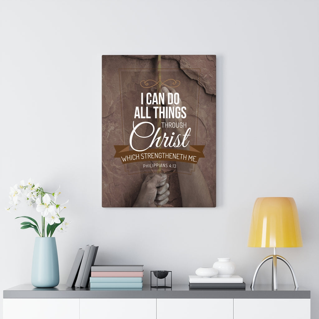 Scripture Walls Through Christ Philippians 4:13 Christian Wall Art Bible Verse Print Ready to Hang - Express Your Love Gifts