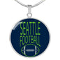 Seattle Circle Pendant Football Fan Necklace Stainless Steel or 18k Gold 18-22" - Express Your Love Gifts
