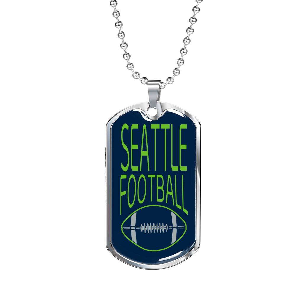 Seattle Fan Necklace Dog Tag Stainless Steel or 18k Gold 24" Chain - Express Your Love Gifts