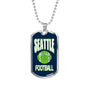 Seattle Football Fan Necklace Stainless Steel or 18k Gold Dog Tag 24" Chain - Express Your Love Gifts