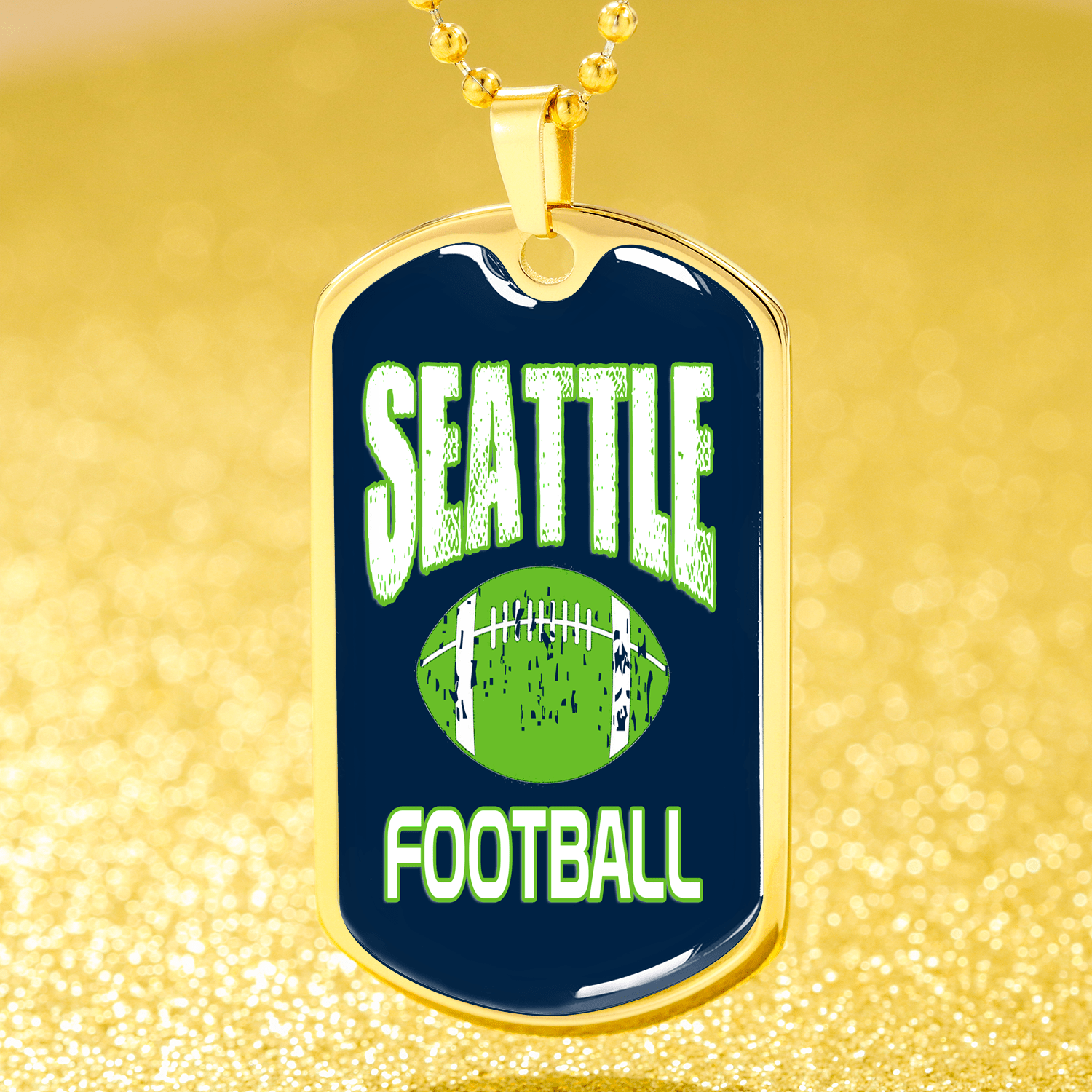 Seattle Football Fan Necklace Stainless Steel or 18k Gold Dog Tag 24" Chain - Express Your Love Gifts
