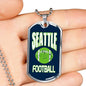 Seattle Football Fan Necklace Stainless Steel or 18k Gold Dog Tag 24" Chain - Express Your Love Gifts