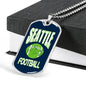 Seattle Football Fan Necklace Stainless Steel or 18k Gold Dog Tag 24" Chain - Express Your Love Gifts