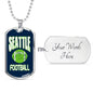 Seattle Football Fan Necklace Stainless Steel or 18k Gold Dog Tag 24" Chain - Express Your Love Gifts