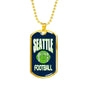 Seattle Football Fan Necklace Stainless Steel or 18k Gold Dog Tag 24" Chain - Express Your Love Gifts