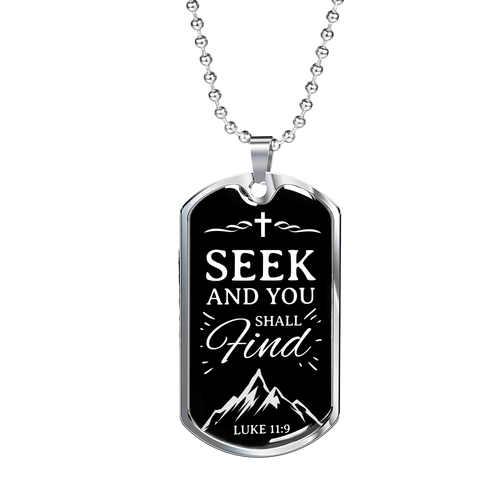 Seek And Find The Lord Christian Faith Necklace Stainless Steel or 18k Gold Dog Tag 24" Chain-Express Your Love Gifts