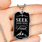 Seek And Find The Lord Christian Faith Necklace Stainless Steel or 18k Gold Dog Tag 24" Chain-Express Your Love Gifts