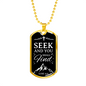 Seek And Find The Lord Christian Faith Necklace Stainless Steel or 18k Gold Dog Tag 24" Chain-Express Your Love Gifts