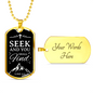 Seek And Find The Lord Christian Faith Necklace Stainless Steel or 18k Gold Dog Tag 24" Chain-Express Your Love Gifts
