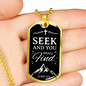 Seek And Find The Lord Christian Faith Necklace Stainless Steel or 18k Gold Dog Tag 24" Chain-Express Your Love Gifts