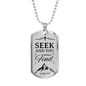 Seek And Find The Lord Luke Necklace Stainless Steel or 18k Gold Dog Tag 24" Chain-Express Your Love Gifts