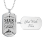 Seek And Find The Lord Luke Necklace Stainless Steel or 18k Gold Dog Tag 24" Chain-Express Your Love Gifts